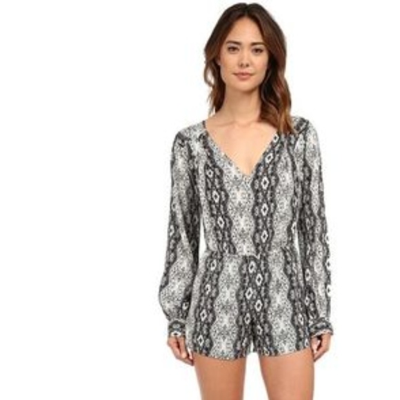 Volcom Boho Print Long Sleeve V-Neck Romper - Picture 2 of 7